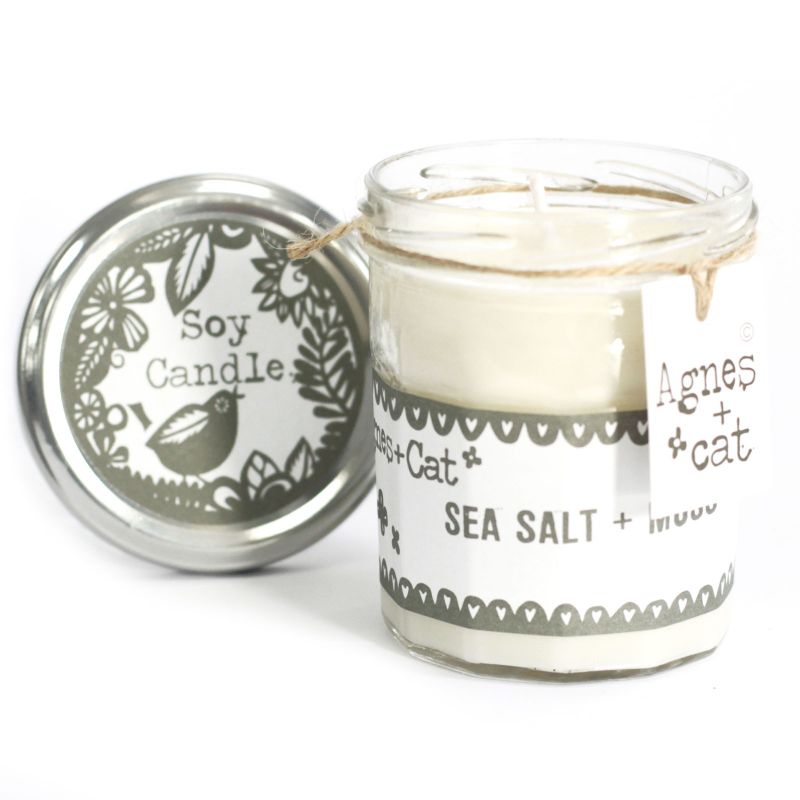220g Soy Wax Jam Jar Candle - Seasalt and Moss