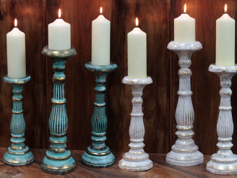 Medium Candle Stand - Turquoise Gold