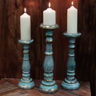 Medium Candle Stand - Turquoise Gold