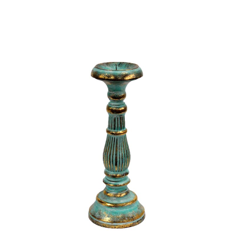 Small Candle Stand - Turquoise Gold