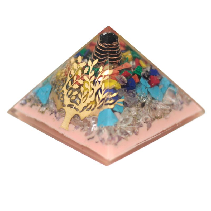 Lrg Organite Pyramid 70 mm - Tree (earth base)