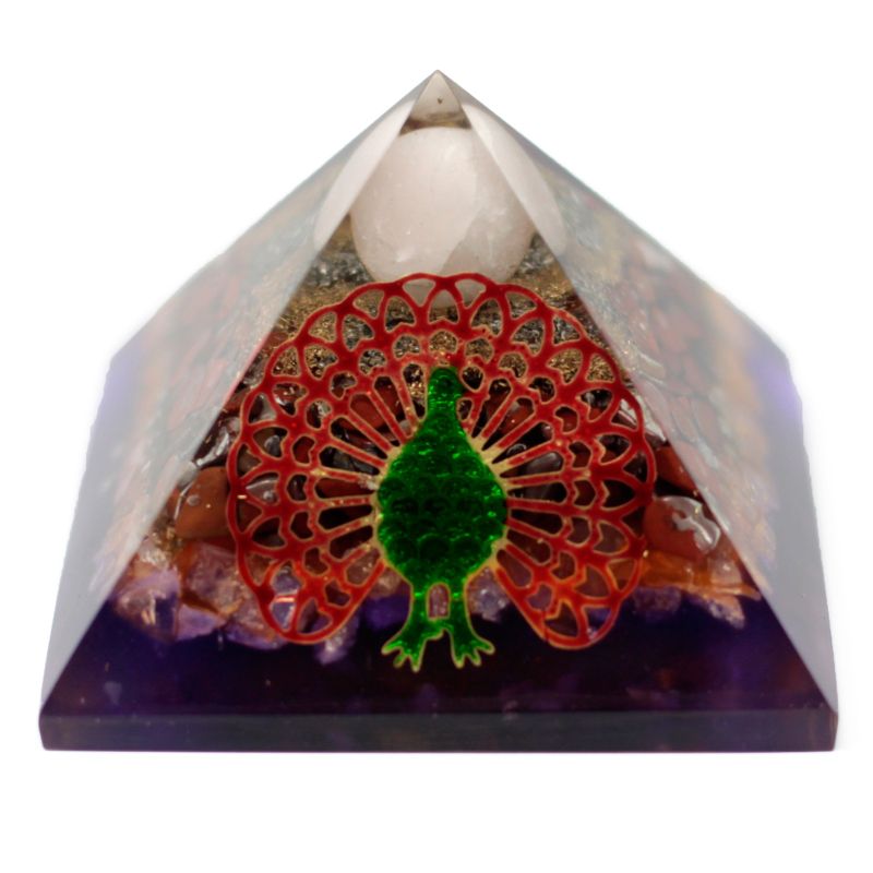 Lrg Organite Pyramid 70 mm - Peacock (earth base)