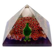 Lrg Organite Pyramid 70 mm - Peacock (earth base)