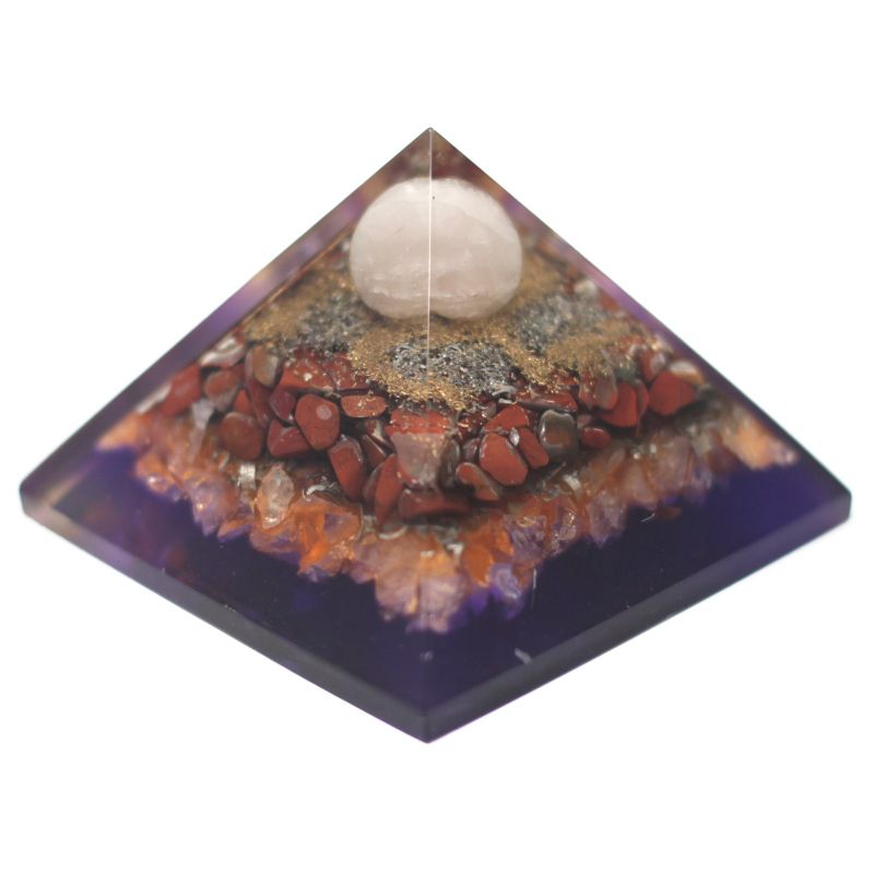 Lrg Organite Pyramid 70 mm - Peacock (earth base)