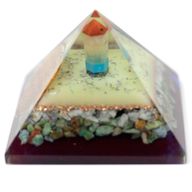 Lrg Organite Pyramid 70 mm - Flower of life symbol
