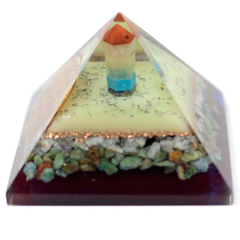 Lrg Organite Pyramid 70 mm - Flower of life symbol