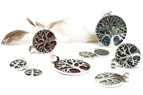 Tree of Life Silver Earrings 15mm - Coral Effect