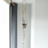 Macrame Pot Holder - Long With Rattan Hoop