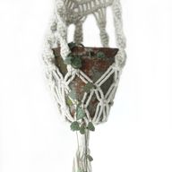 Macrame Pot Holder - Long With Rattan Hoop