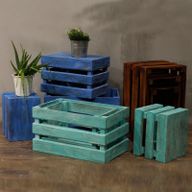 Set of 3 Storage/Display Boxes - Bluewash