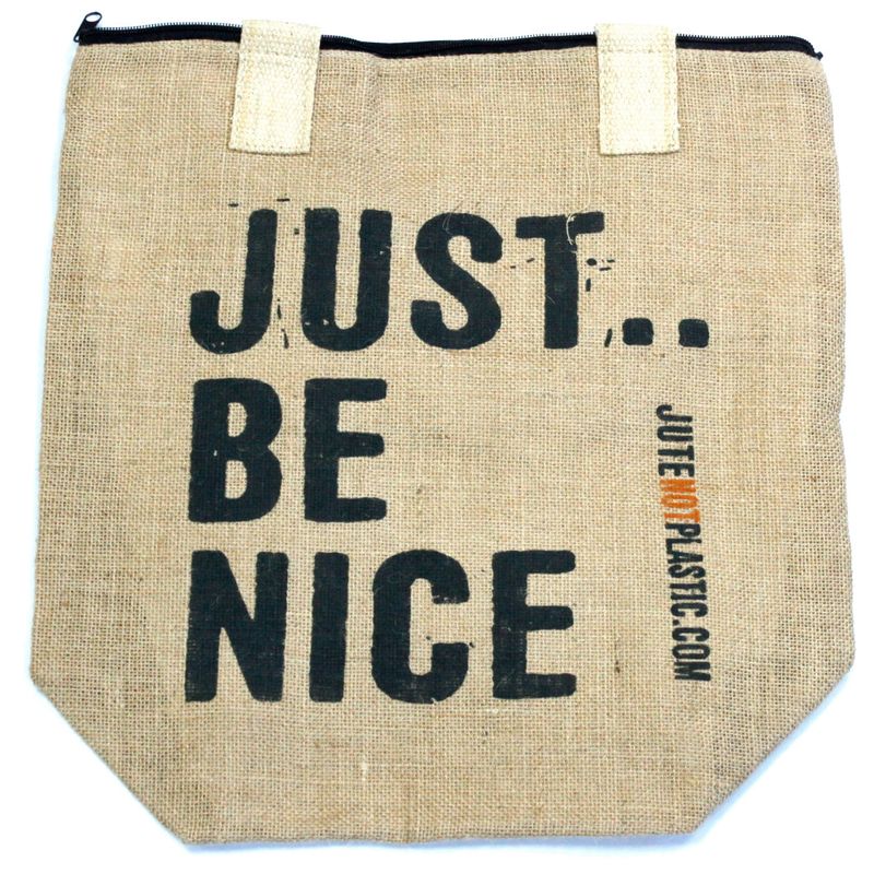 Eco Jute Bag - Just Be Nice - (4 assorted designs)