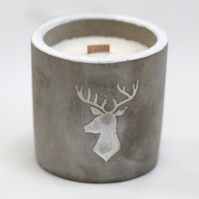 Med Concrete Soy Candle - Stag Head - Whiskey & Woodsmoke