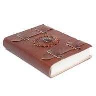 Leather Tiger Eye with Belts Notebook 15x10 cm