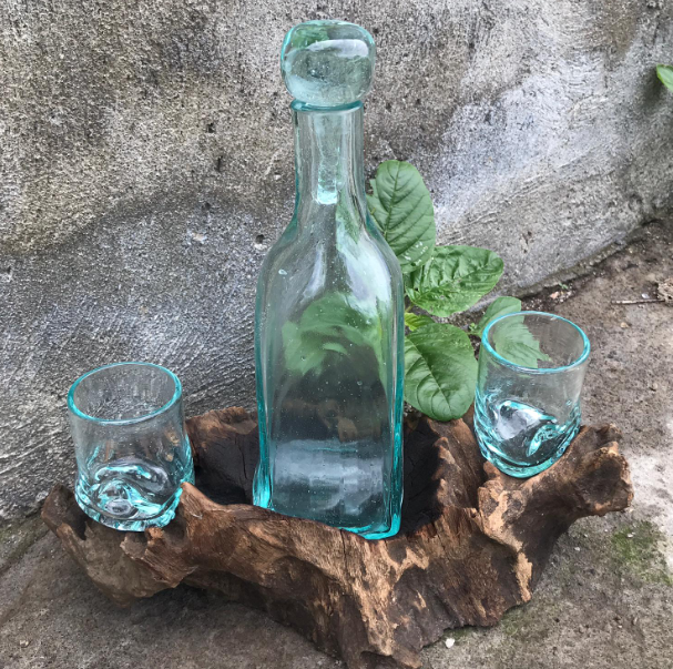 Molten Glass on Wood - Whiskey Set