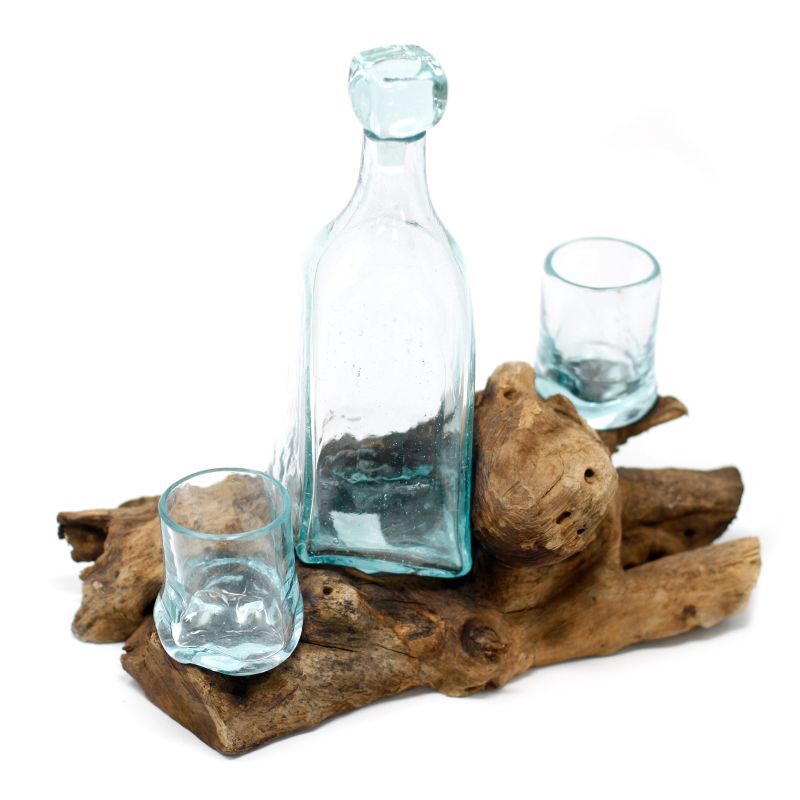 Molten Glass on Wood - Whiskey Set