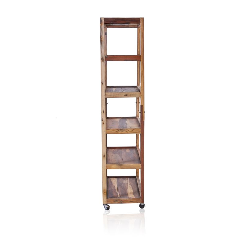 Six Shelf Display with Casters - Recycled Wood 79x37x180 cm