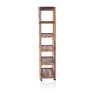 Six Shelf Display with Casters - Recycled Wood 79x37x180 cm