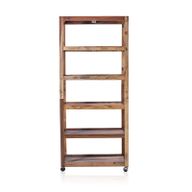 Six Shelf Display with Casters - Recycled Wood 79x37x180 cm