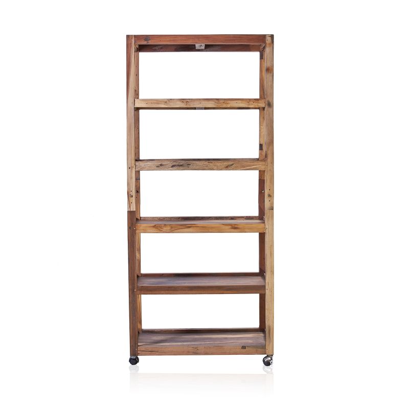 Six Shelf Display with Casters - Recycled Wood 79x37x180 cm