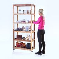 Six Shelf Display with Casters - Recycled Wood 79x37x180 cm