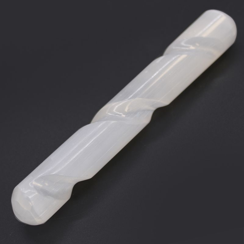 Selenite Spiral Wand - approx 16 cm ( Round Both Ends)