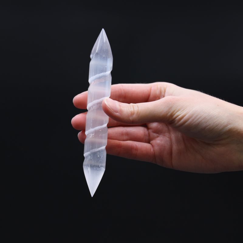 Selenite Spiral Wands - approx 16 cm (Point Both Ends)