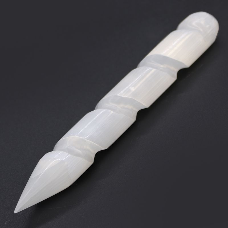 Selenite Spiral Wands - approx 16 cm (Point One Ends)