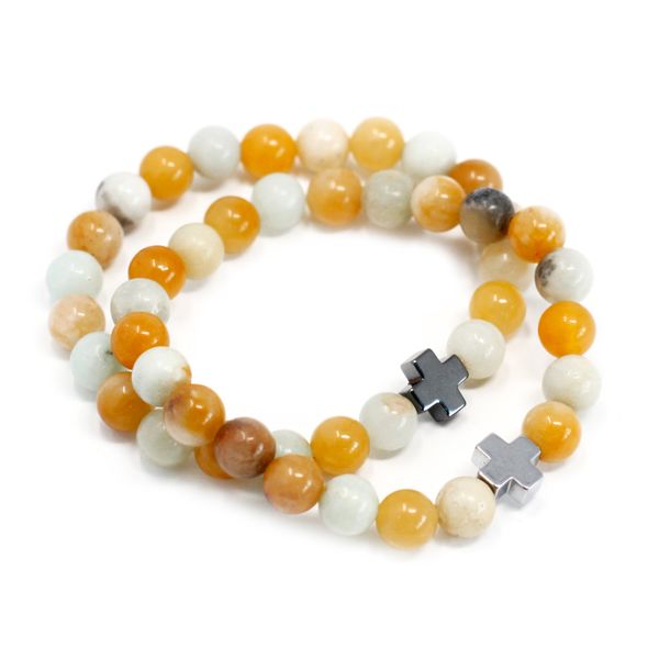 Set of 2 Friendship Bracelets - Loyalty - Amazonite & Yellow Jasper