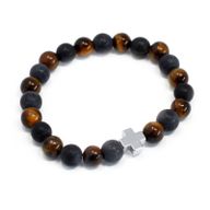 Set of 2 Friendship Bracelets - Power - Tiger Eye & Black Stone