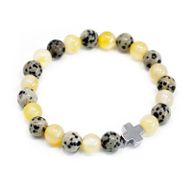Set of 2 Friendship Bracelets - Protection - Dalmatian Jasper & Yellow Agate