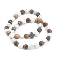 Set of 2 Friendship Bracelets - Peace - Picasso Jasper & White Howlite