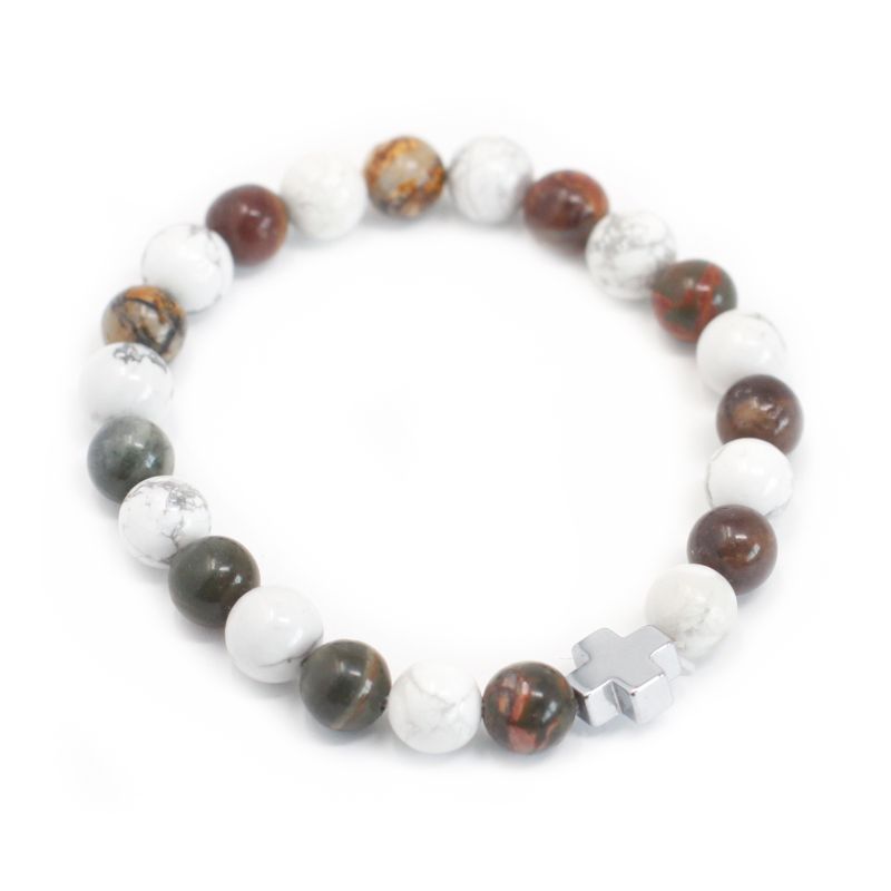 Set of 2 Friendship Bracelets - Peace - Picasso Jasper & White Howlite