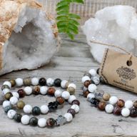 Set of 2 Friendship Bracelets - Peace - Picasso Jasper & White Howlite
