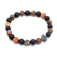 Set of 2 Friendship Bracelets - Eternity  - Leopard Skin Jasper & Lava Stone