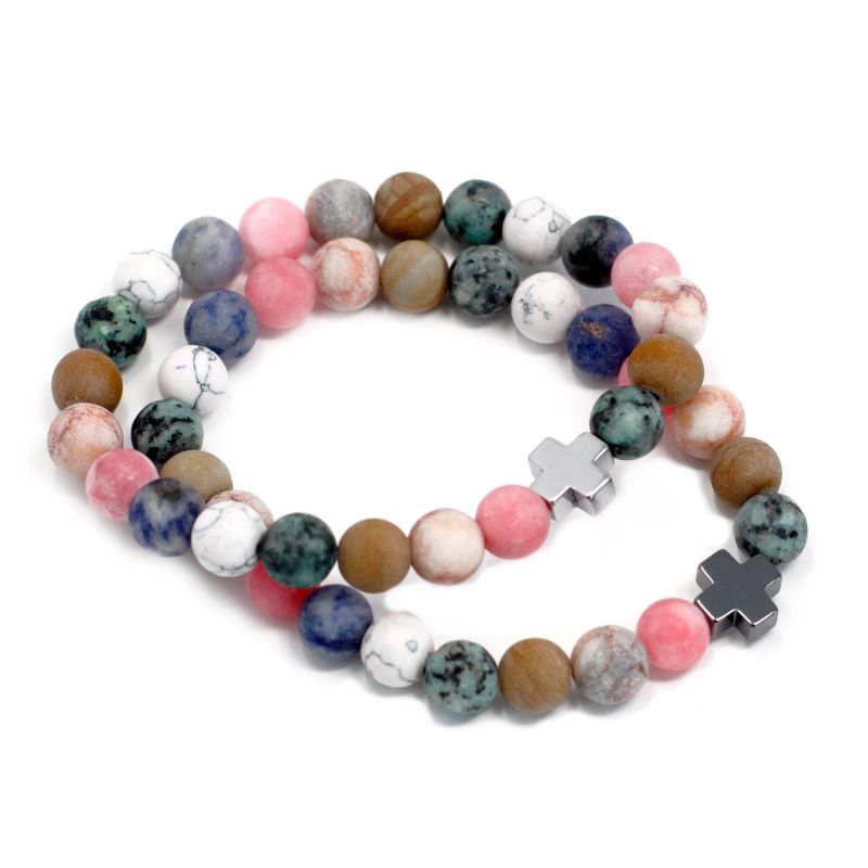Set of 2 Friendship Bracelets - Harmony - Rainbow Gemstones
