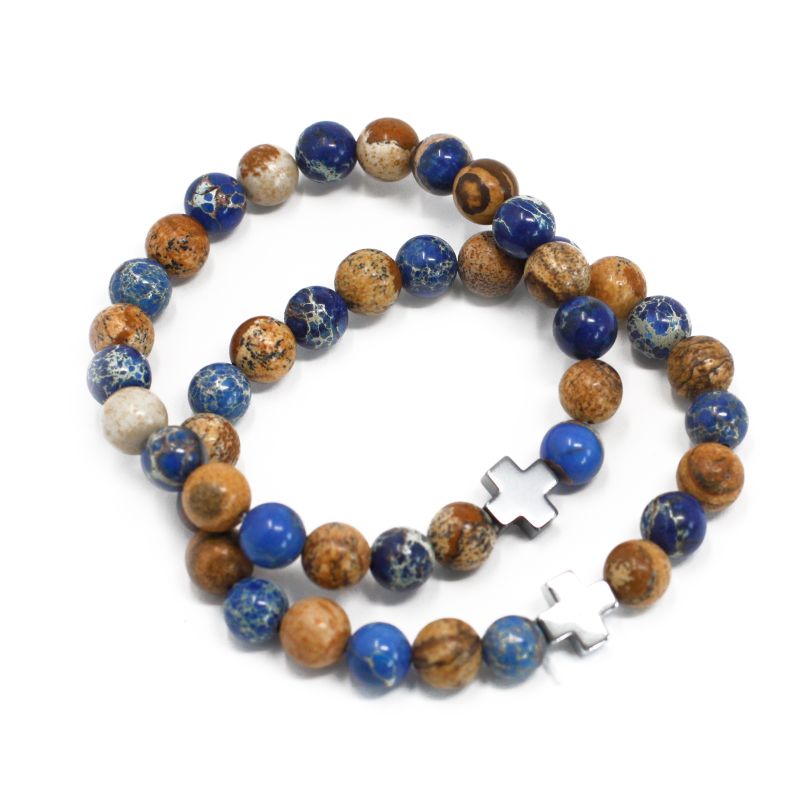 Set of 2 Friendship Bracelets - Support - Sodalite & Picture Stone