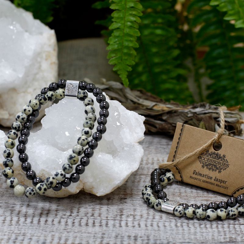 Magnetic Gemstone Bracelet - Dalmatian Jasper