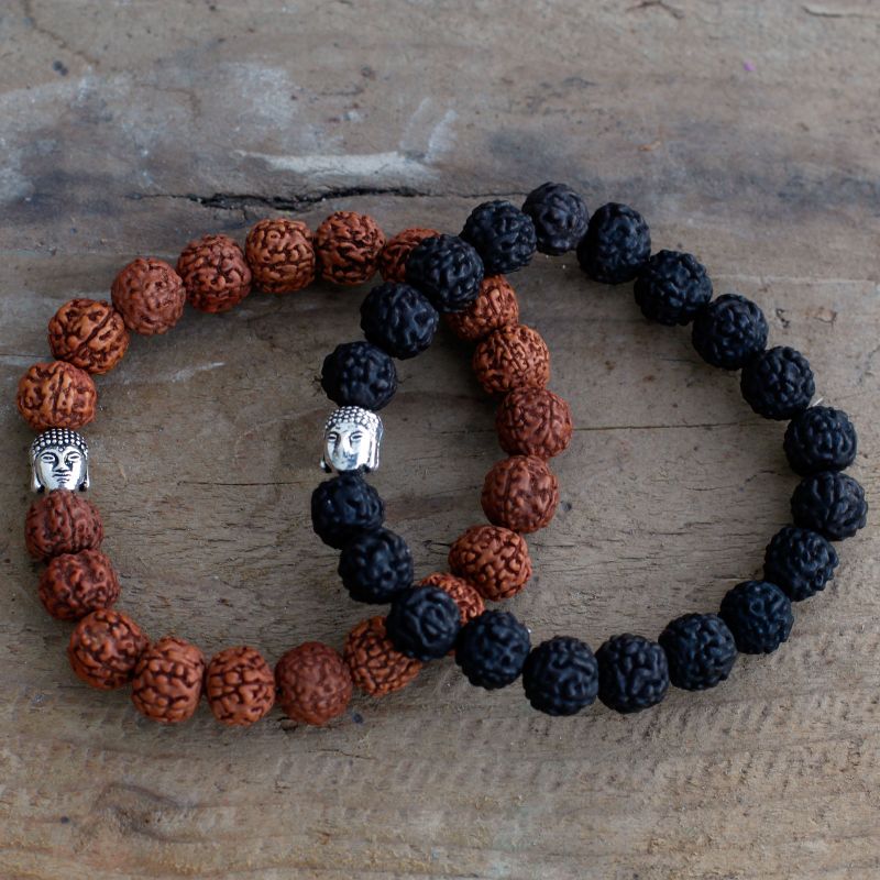 Rudraksha Buddha Bangle Mala - Dark