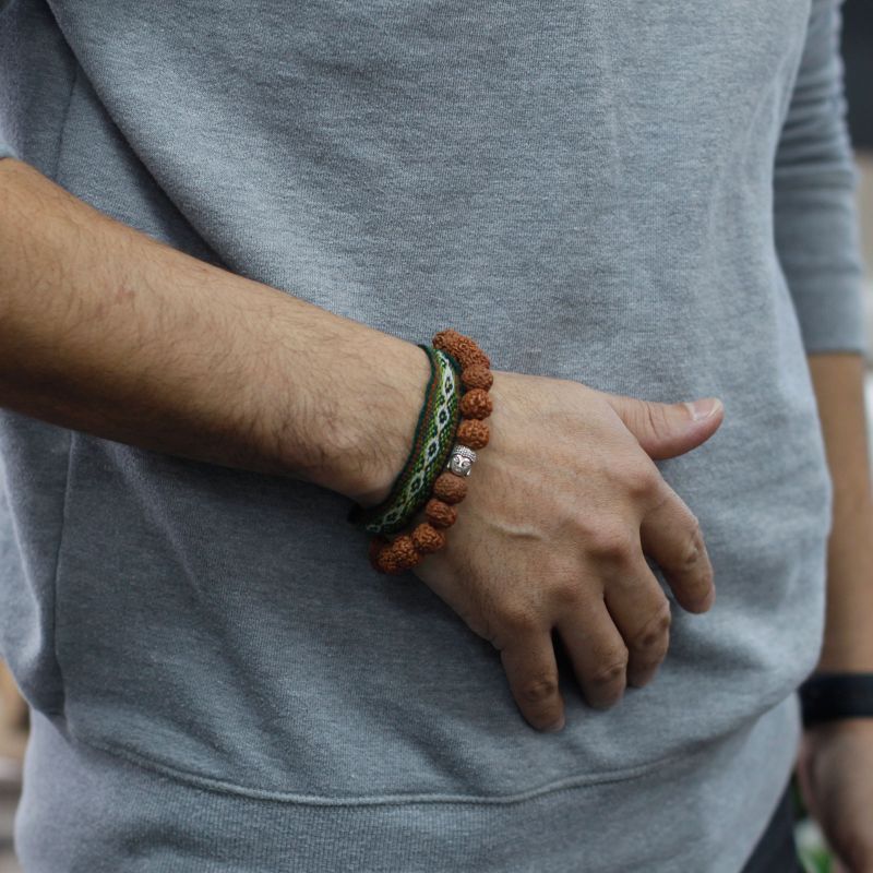 Rudraksha Buddha Bangle Mala - Brown