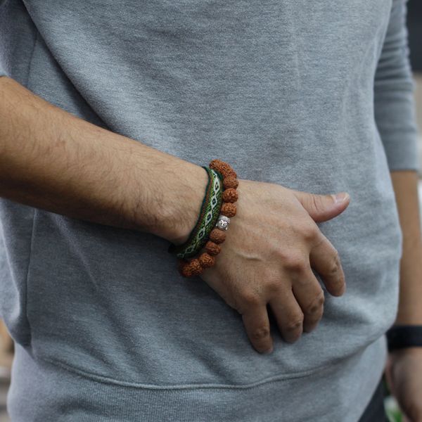 Rudraksha Buddha Bangle Mala - Brown