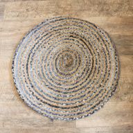Round Jute and Recycled Denim Rug-  90 cm