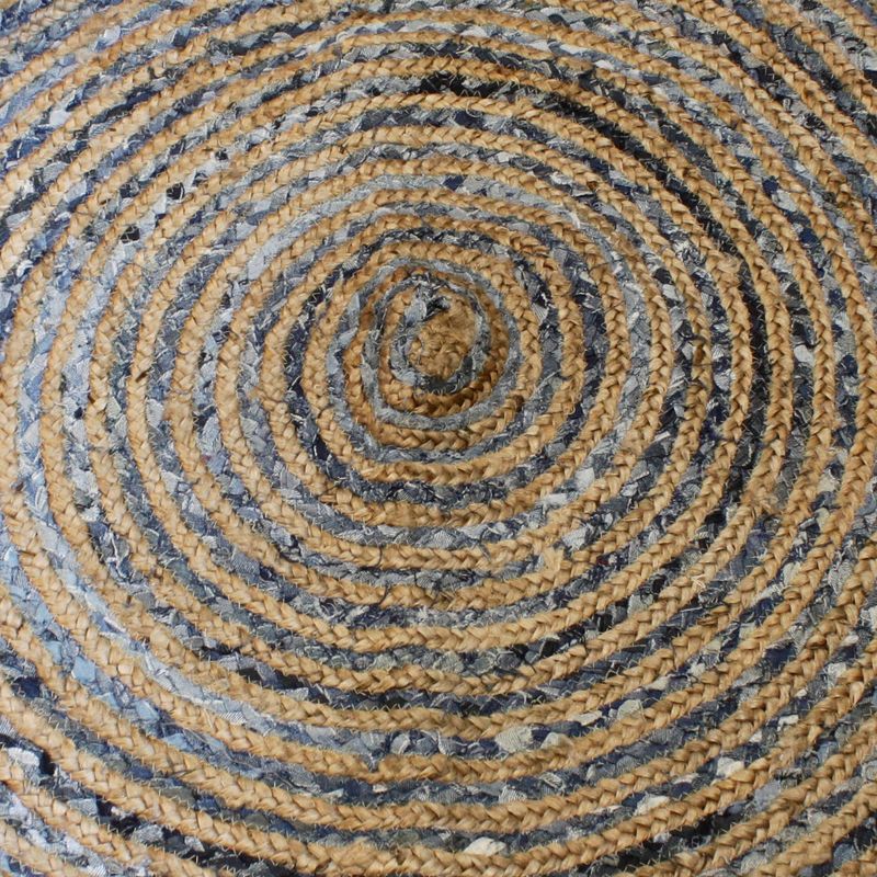 Round Jute and Recycled Denim Rug-  90 cm