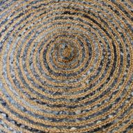 Round Jute and Recycled Denim Rug-  90 cm