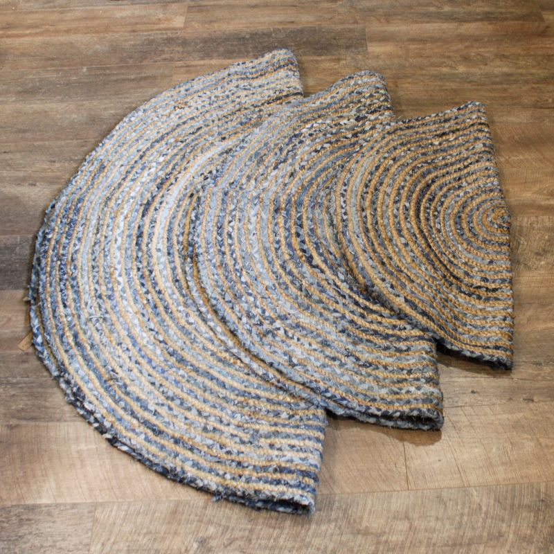 Round Jute and Recycled Denim Rug-  90 cm