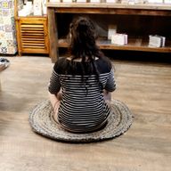Round Jute and Recycled Denim Rug-  90 cm