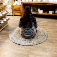 Round Jute and Recycled Denim Rug - 120 cm