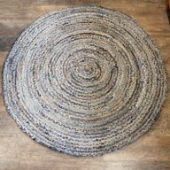 Round Jute and Recycled Denim Rug - 150 cm