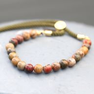 18K Gold Plated Gemstone Moss String Bracelet - Picasso Jasper