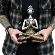 Yoga Lady Figure - Bronze & Turquoise 24cm