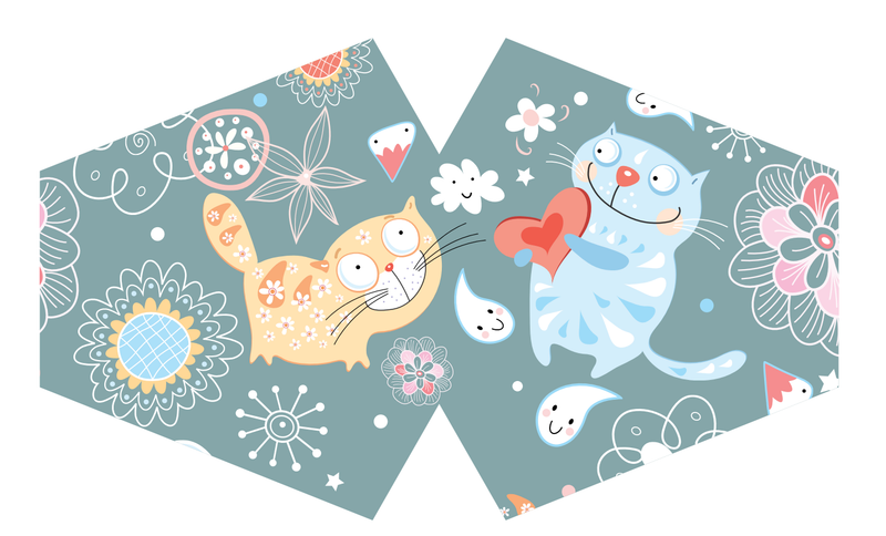 Reusable Fashion Face Covering - Happy Cats (Children)